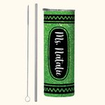 Personalized Glitter Crayon Food-Grade 20oz Skinny Tumbler with Name and Straw Teacher Appreciation Back to School Gift for Teacher