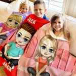 Personalized Cute Cartoon Character Shadow Name Soft Throw Blanket with Name Birthday Christmas Gift for Boys Girls