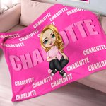 Personalized Cute Cartoon Character Shadow Name Soft Throw Blanket with Name Birthday Christmas Gift for Boys Girls