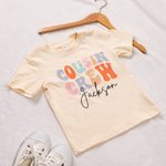 Personalized Colourful Retro Cousin Crew 100% Cotton Baby Bodysuit Matching Kid Youth Adult T-shirt with Name Birthday Vacation Gift for Family