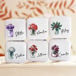 Personalised Portable Birth Flower Bouquet Jewellery Box with Name Birthday Bachelorette Gift for Women