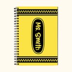 Personalized Floral Crayon Pencil Rainbow Highland Cow 120 Pages A5 Lined Spiral Notebook with Name Back to School Appreciation Gift for Teacher