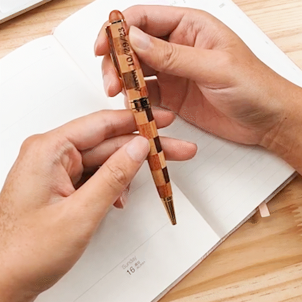 Personalized Mosaic Checkerboard Twist Action Wooden Ballpoint Pen with Engraved Text Graduation Appreciation Gift for Teacher Doctor Colleague