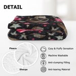 Personalized Gothic 3D Skulls Pink Coquette Bow Soft Throw Blanket with Name Home Decor Birthday Halloween Gift for Gothic Enthusiast