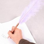Set de 2 Bolígrafos de Pluma de Avestruz Personalizados con Texto Grabado Regalo de Cumpleaños Clásico Estilo Mágico para los Amantes de la Escritura