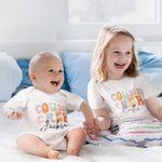 Personalized Colourful Retro Cousin Crew 100% Cotton Baby Bodysuit Matching Kid Youth Adult T-shirt with Name Birthday Vacation Gift for Family