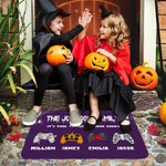Gepersonaliseerde Pompoen Vampier Zombie Skelet Gamepad Deurmat met Naam Antislip Home Decor Halloween Herfst Cadeau voor Familie Videogame Liefhebbers