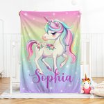 Unicornio Fantasía Personalizada Manta Suave con Nombre Decoración de Guardería Baby Shower Regalo de Cumpleaños para Recién Nacidos Niñas