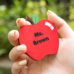 Personalised School Bus Pencil Apple Style Set of 5 Wood Bag Button Charms with Text Accessor for bogg Back to School Appreciation Gift for Teacher