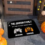 Gepersonaliseerde Pompoen Vampier Zombie Skelet Gamepad Deurmat met Naam Antislip Home Decor Halloween Herfst Cadeau voor Familie Videogame Liefhebbers