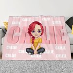 Personalized Cute Cartoon Character Shadow Name Soft Throw Blanket with Name Birthday Christmas Gift for Boys Girls