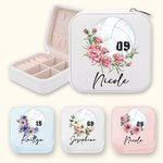 Personalised Birth Flower Volleyball Leather Jewellery Box with Name and Number Birthday Team Gift for Women Volleyball Lovers Coach