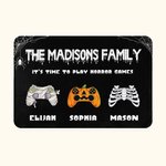 Gepersonaliseerde Pompoen Vampier Zombie Skelet Gamepad Deurmat met Naam Antislip Home Decor Halloween Herfst Cadeau voor Familie Videogame Liefhebbers