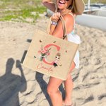 Personalised Birth Flower Bouquet Cute Cartoon Character Reusable Initial Tote Bag with Name Travel Essential Birthday Gift for Women Girls
