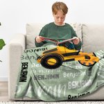 Personalized Multicolor Work Vehicles Construction Trucks Soft Throw Blanket with Name  Home Decor Birthday Christmas Gift for Boys