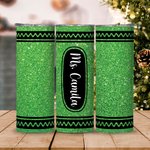 Personalized Glitter Crayon Food-Grade 20oz Skinny Tumbler with Name and Straw Teacher Appreciation Back to School Gift for Teacher