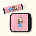 Personalized Cute Cartoon Character Set of 2 Luggage Handle Wraps with Name and Contact Card Travel Accessories Christmas Gift for Family Kids