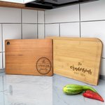 Tabla de cortar de madera de bambú personalizada y grabada con texto Regalo de inauguración de la casa para la familia