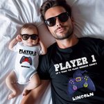 Personalized Spooky Pumpkin Witch Gamepad Design Family Matching Baby Bodysuit T-Shirt Sweatshirt with Name Halloween Gift for Game Lovers