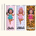 Gobelet skinny 20oz personnalisé avec nom et paille Cadeau d'anniversaire de vacances d'été pour elle
