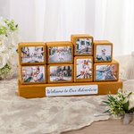 Personalized Stacking 6-12 Photo Blocks Set with Text Wooden Base Home Decor Ornament Gift for Family