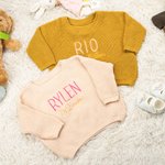 Maglione personalizzato in 100% cotone con nome ricamato Regalo di compleanno autunnale per neonati e nuovi genitori