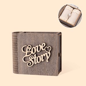 Personalised Love Story Rustic Wooden Book Shaped Ring Box with Engraved Names Date and Pillow Lining Wedding Proposal Gift for Couple