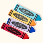 Personalised Teacher Wooden Crayon Desk Sign Name Plate Appreciation Gift