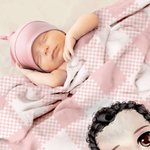 Personnalisé Multicolore Grille Mignon Personnage Cartoon Doux Couverture avec Nom Anniversaire Noël Cadeau pour Filles Garçons Famille