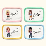Personalised Portable Y2K Cartoon Girl Makeup Bag with Name Birthday Christmas Friendship Gift for Besties Y2K Lovers