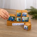 Personalized Stacking 6-12 Photo Blocks Set with Text Wooden Base Home Decor Ornament Gift for Family