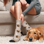 Personalized Multi-color Cute Paw Dog Cat Portrait Socks with Name Christmas Birthday Gift for Pet Lover