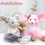 Peluche Ballerine Personnalisée avec Nom Pailleté Jouet Lapin Chat Souris Cadeau Anniversaire pour Fille Amatrice de Ballet