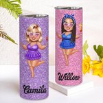 Gobelet skinny 20oz personnalisé avec nom et paille Cadeau d'anniversaire de vacances d'été pour elle