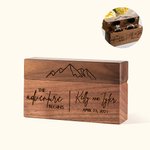 Boîte à bagues Étui en Bois double bagues Personnalisé avec Nom et Texte pour 2 Bagues