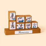 Personalized Stacking 6-12 Photo Blocks Set with Text Wooden Base Home Decor Ornament Gift for Family