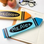 Personalised Teacher Wooden Crayon Desk Sign Name Plate Appreciation Gift