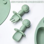 Set di posate personalizzato con nome materiale in silicone alimentare con piatto con ventosa a forma di granchio regalo utile e pratico per bambini