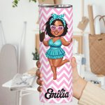 Gobelet skinny 20oz personnalisé avec nom et paille Cadeau d'anniversaire de vacances d'été pour elle