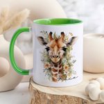 Personalised Multicolour Floral Giraffe 11oz Ceramic Coffee Mug with Name Birthday Anniversary Gift for Family