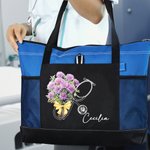 Personalizada Nacimiento Flor Estetoscopio Grande Bolsa de Tote con Nombre Graduación Médica Apreciación Regalo para Enfermera Médico Personal Médico