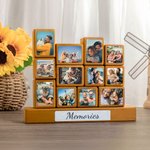Personalized Stacking 6-12 Photo Blocks Set with Text Wooden Base Home Decor Ornament Gift for Family