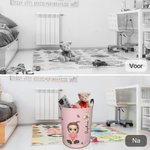 Gepersonaliseerde Dubbelzijdige Wasmand met Cartoonfiguur en Geboortebloem Waterdicht met Handvat Cadeaus voor Kinderen
