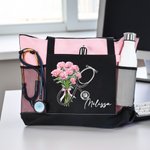 Personalizada Nacimiento Flor Estetoscopio Grande Bolsa de Tote con Nombre Graduación Médica Apreciación Regalo para Enfermera Médico Personal Médico