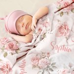 Coperta personalizzata rosa fiore morbido con nome Home Decor Compleanno Natale Home Decor Regalo per bambini famiglia