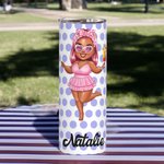 Gobelet skinny 20oz personnalisé avec nom et paille Cadeau d'anniversaire de vacances d'été pour elle