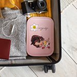 Personalized Cartoon Fashion Girl Birth Flower Leather Jewellery Box with Name and LED Three-colour Adjustable Makeup Mirror Birthday Gift for Women