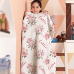 Coperta personalizzata rosa fiore morbido con nome Home Decor Compleanno Natale Home Decor Regalo per bambini famiglia