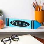 Personalised Teacher Wooden Crayon Desk Sign Name Plate Appreciation Gift