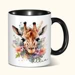 Personalised Multicolour Floral Giraffe 11oz Ceramic Coffee Mug with Name Birthday Anniversary Gift for Family
